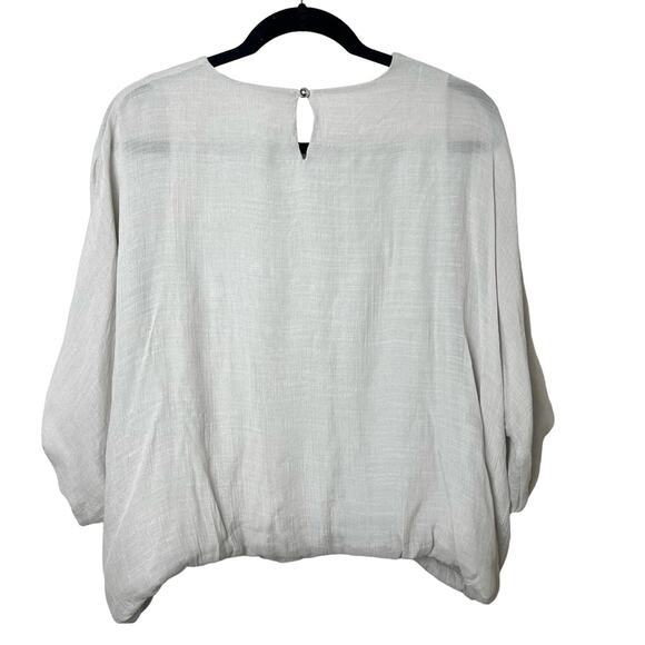 Koibito Misaki Japanese Designer 3/4 Sleeve Blouse Flowy Light Tan - Picture 5 of 7